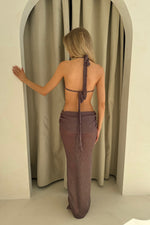 Palma Metallic Knit Set in Chocolate