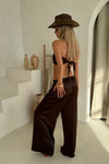 Esme Top & Trousers in Chocolate Satin