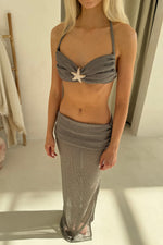 Palma Metallic Knit Set in Khaki