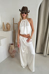 Shiloh Top & Trousers in Cream Satin