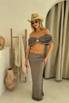 Gaia Short Sleeve Set in Khaki