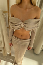 Gaia Long Sleeve Set in Champagne Gold