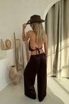 Shiloh Top & Trousers in Chocolate Satin