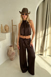 Shiloh Top & Trousers in Chocolate Satin