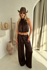 Shiloh Top & Trousers in Chocolate Satin