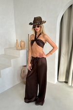 Esme Top & Trousers in Chocolate Satin