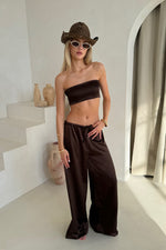 Esme Top & Trousers in Chocolate Satin