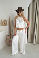 Shiloh Top & Trousers in Cream Satin