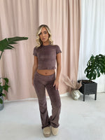 FOLDOVER Pants in Chocolate Velour