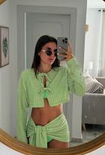 Bianca Top & Sarong Set in Green Texture