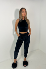 BELLA Classic Jogger Set in Black Velour